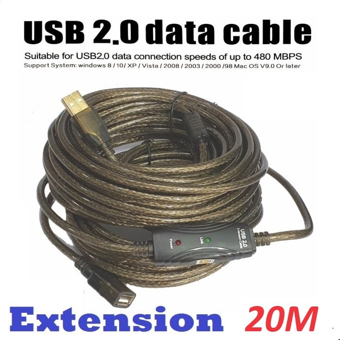 Kabel USB Extension Perpanjangan Aktif 20 Meter