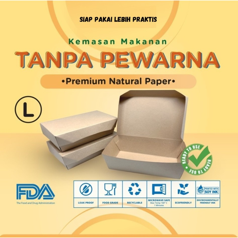 COD- IP99- Paper Lunch Box Size L Kraft / Kotak Dus Coklat Nasi Makanan Kertas (isi 50) uda selesai 