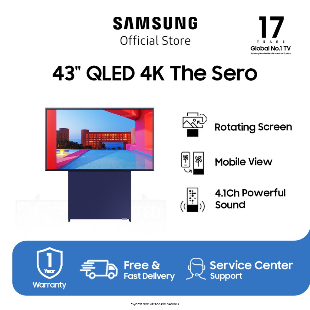 SAMSUNG Lifestyle TV 43" The Sero QLED 4K Smart TV QA43LS05TAKXXD (2020)