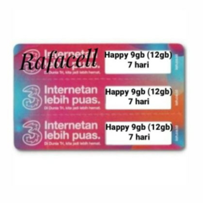 VOUCHER TRI HAPPY 9GB(12GB) 7hari