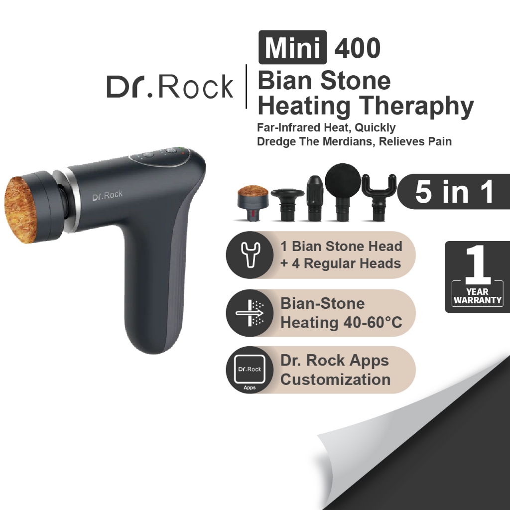 Dr. Rock Mini Bian Stone Heating Therapy Portable Massage Gun - Alat Pijat Elektrik