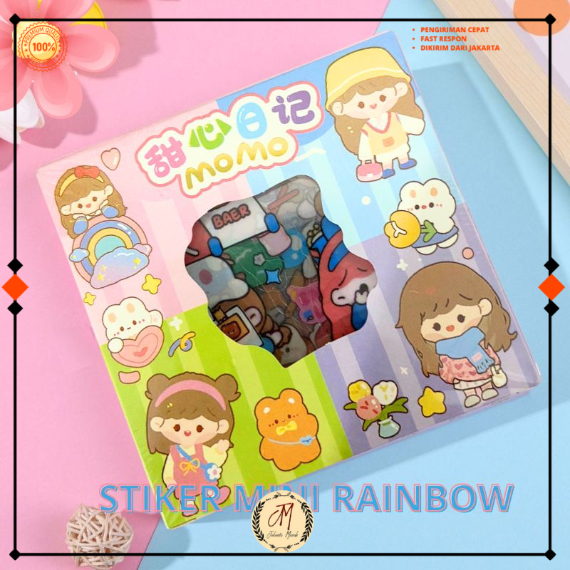 

100 Lembar Stiker Mini Mix Warna Motif Kartun Korea Lucu Anti Air Dekorasi Handbook Scrapbook DIY JMR