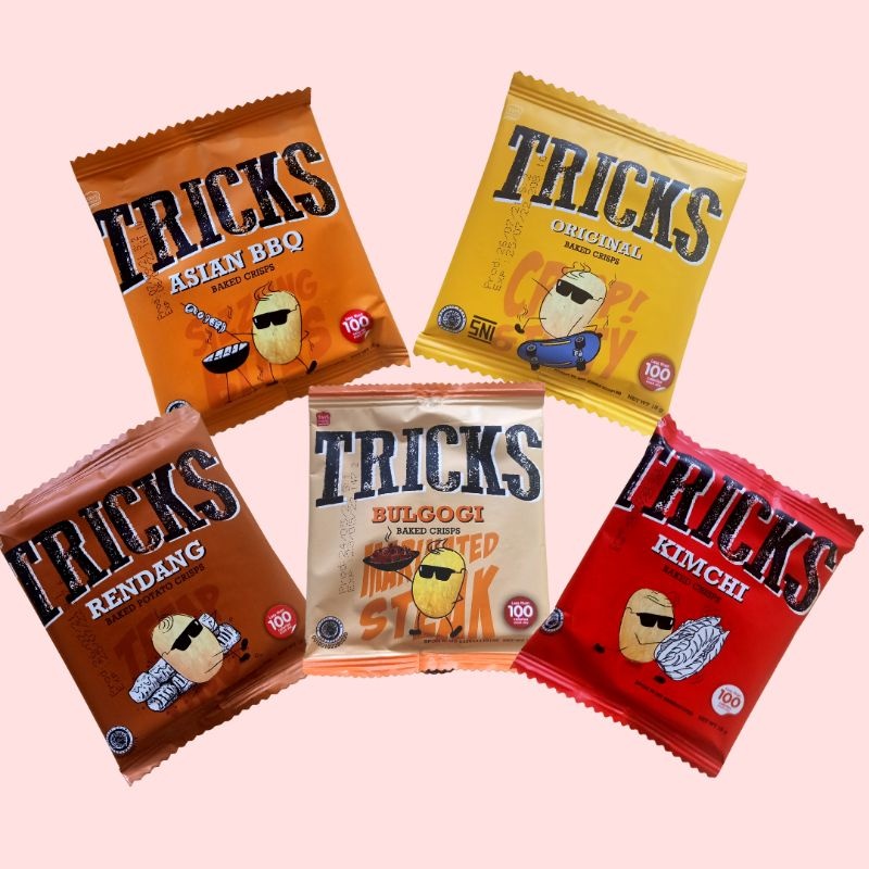 

Tricks Biskuit Kentang Potato Baked Chips 4 pc x 15gr Snack Viral Camilan Kekinian Cemilan