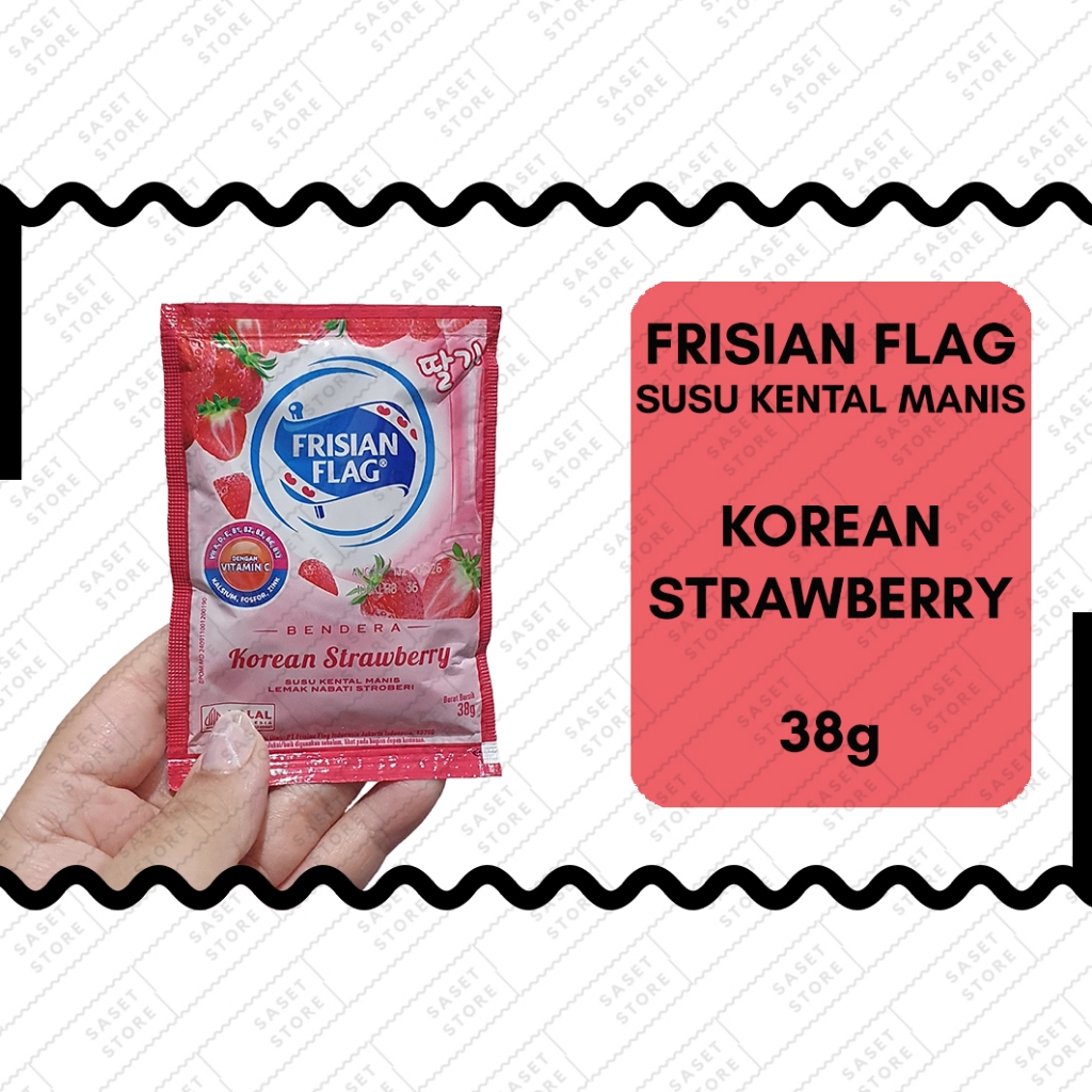 

Frisian Flag Susu Kental Manis Korean Strawberry 38g Sachet SKM Bendera