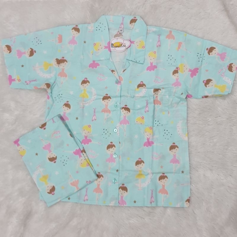 piyama majesty anak lengan pendek celana panjang size 10 ballerina