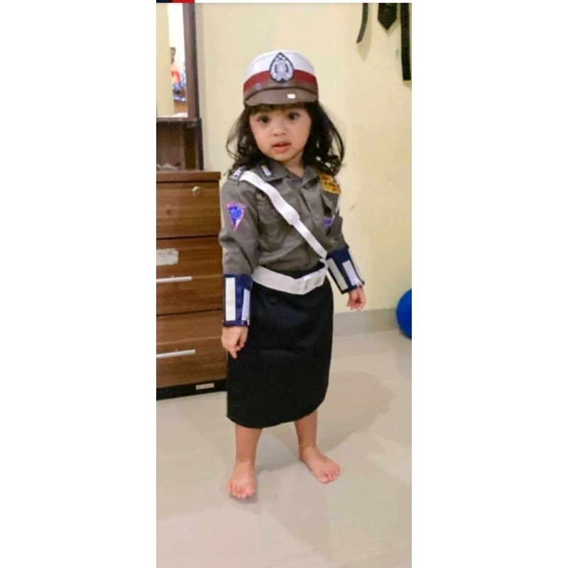 BAJU POLISI ANAK PEREMPUAN//BAJU SERAGAM POLWAN ANAK SETELAN ROK DAN CELANA/KOSTUM KARNAVAL/BISA COD
