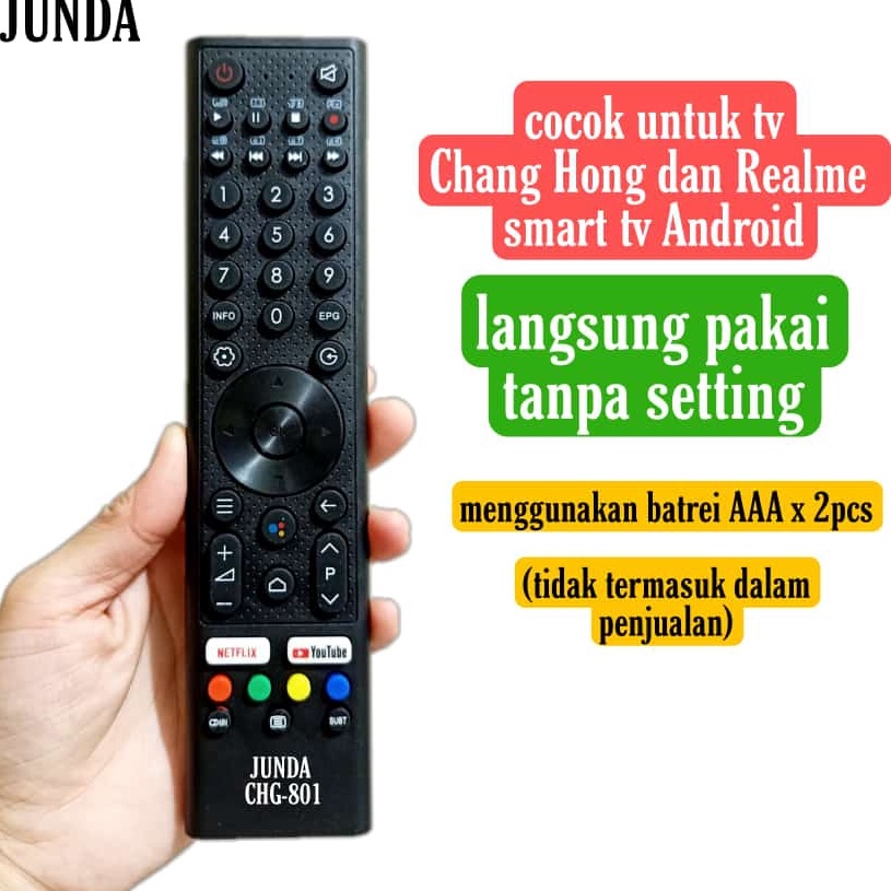 Hs REMOTE REMOT LED JUNDA 81 COCOK DI CHANGHONG REALME SMART TV ANDROID