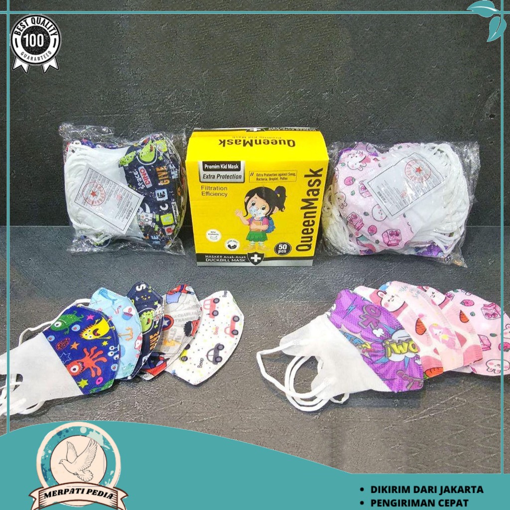 Masker Duckbill Queen mask Anak 1 Box Isi 50 pcs Masker Anak Murah MP