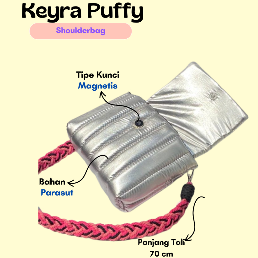 Asfour- Keyra Puffy Tas Puffy Bag Tas Puffy Puffy Bag Helen Tas Wanita Glossy Shoulder Bag Mini Tas 