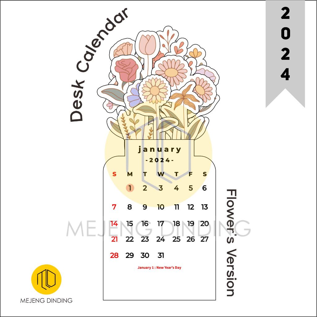

2024 CALENDAR BLOOMY FLOWERS / KALENDER 2024 AESTHETIC / DESK CALENDAR / KALENDER MEJA BY MEJENGDINDING / KALENDER MOTIF BUNGA / KALENDER CUTTING POLA / KALENDER UNIK 2024 4