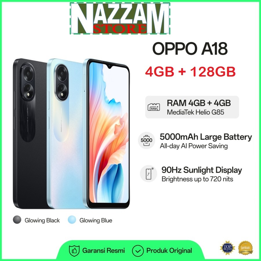 OPPO A18 4/128 Gb 4/128Gb Garansi Resmi Oppo Indonesia
