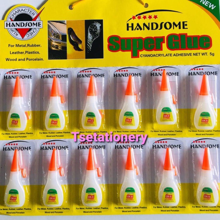 

Murah Banget 12 PCS LEM KOREA RENCENG BOTOL LEM SETAN SUPER GLUE ORIGINAL HANDSOME BOND 5gr