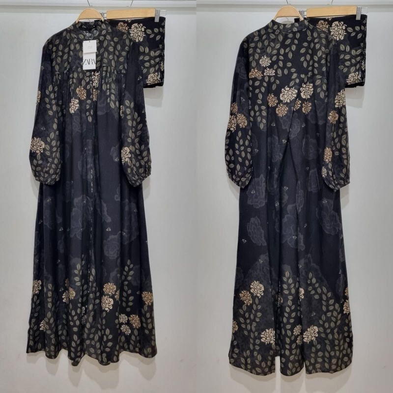 GAMIS set Jilbab Bunga hitam ZR