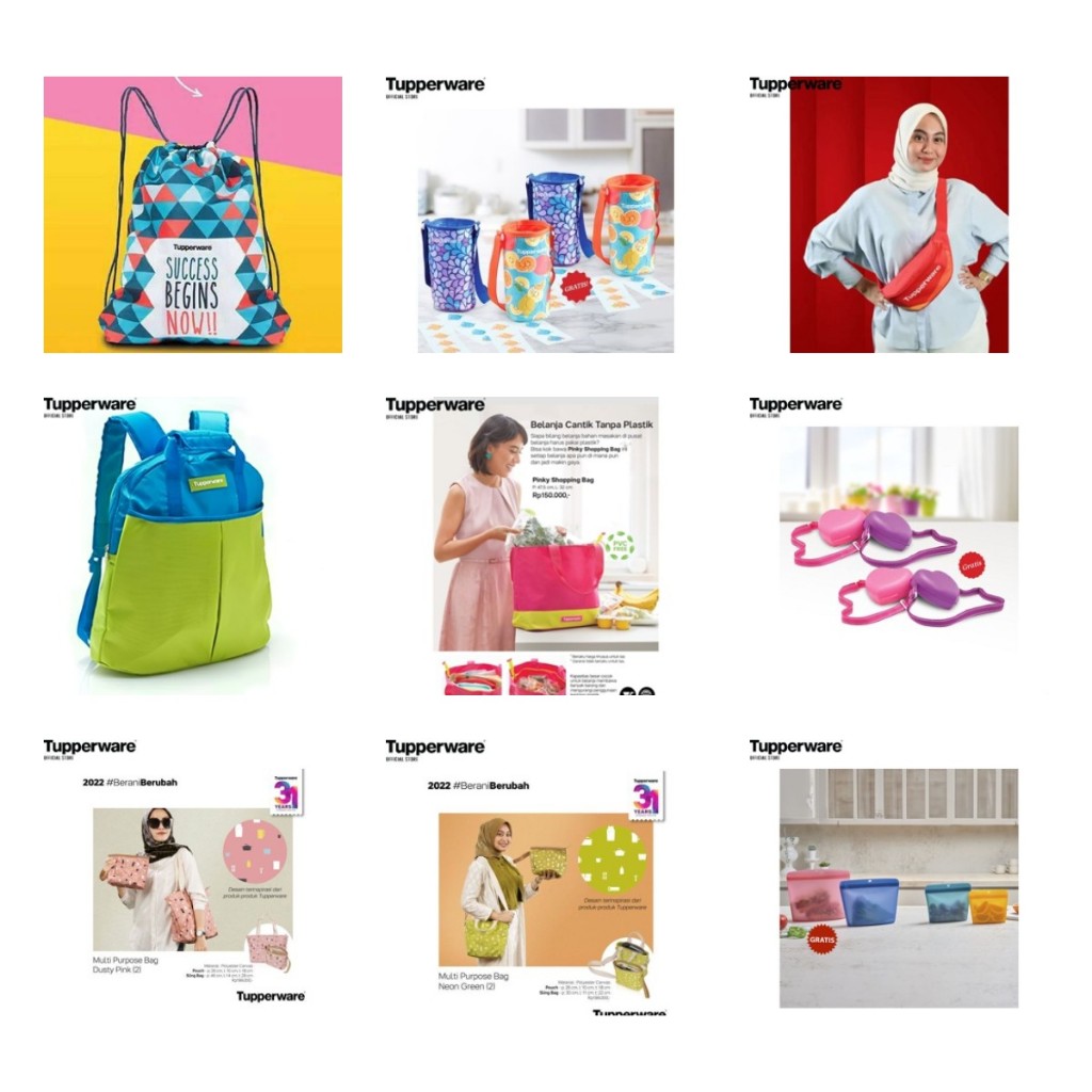 TUPPERWARE OFFICIAL MERCHANDISE TAS KAIN SERUT RANSEL BACKPACK WADAH PENYIMPANAN POUCH MULTI PURPOSE