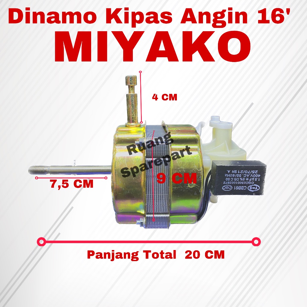 DINAMO KIPAS ANGIN MIYAKO BERDIRI/DINDING TANPA REMOTE / SPUL  KIPAS ANGIN