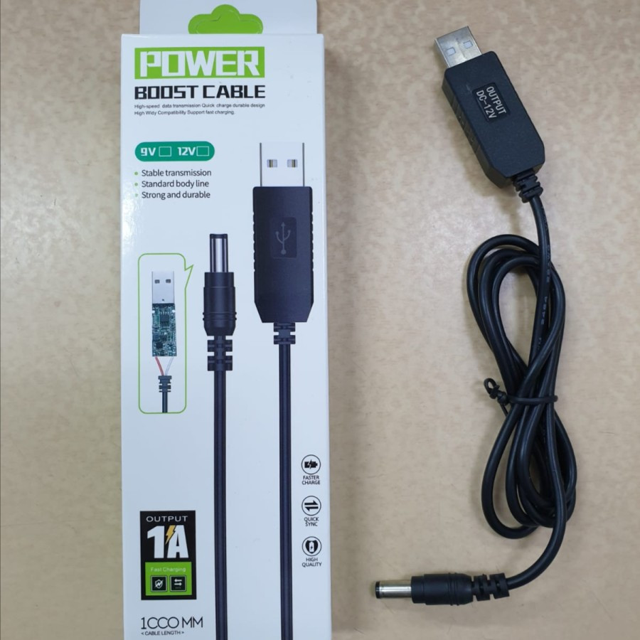 Kabel Step Up USB 5V to 12V DC - USB Adapter 5Volt to 12Volt DC