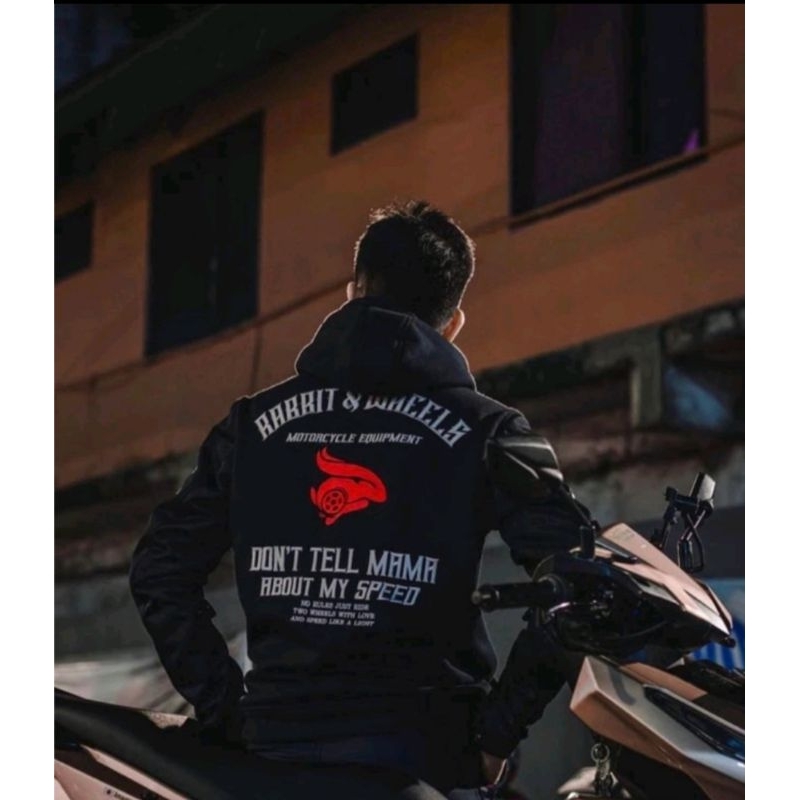 Hoodie Motor Rabbit and wheels series Beast second Preloved sweater dengan bahan mesh pada lengan ed