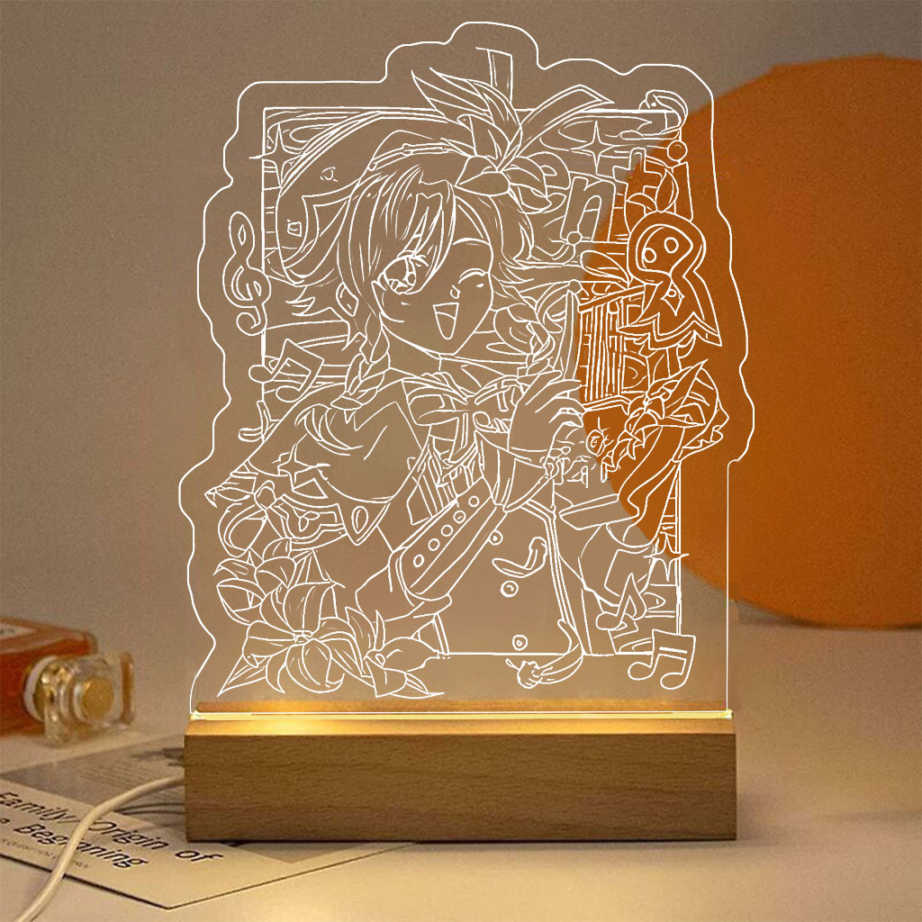 Lampu hias ukiran akrilik genshin impact