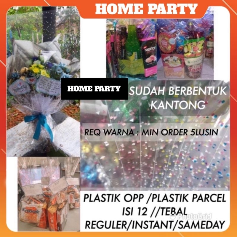 

ISI 12 PLASTIK OPP /BINGKISAN BOUQUET PARSEL HAMPERS ULANG TAHUN ULTAH LEBARAN PARCEL BENING MOTIF