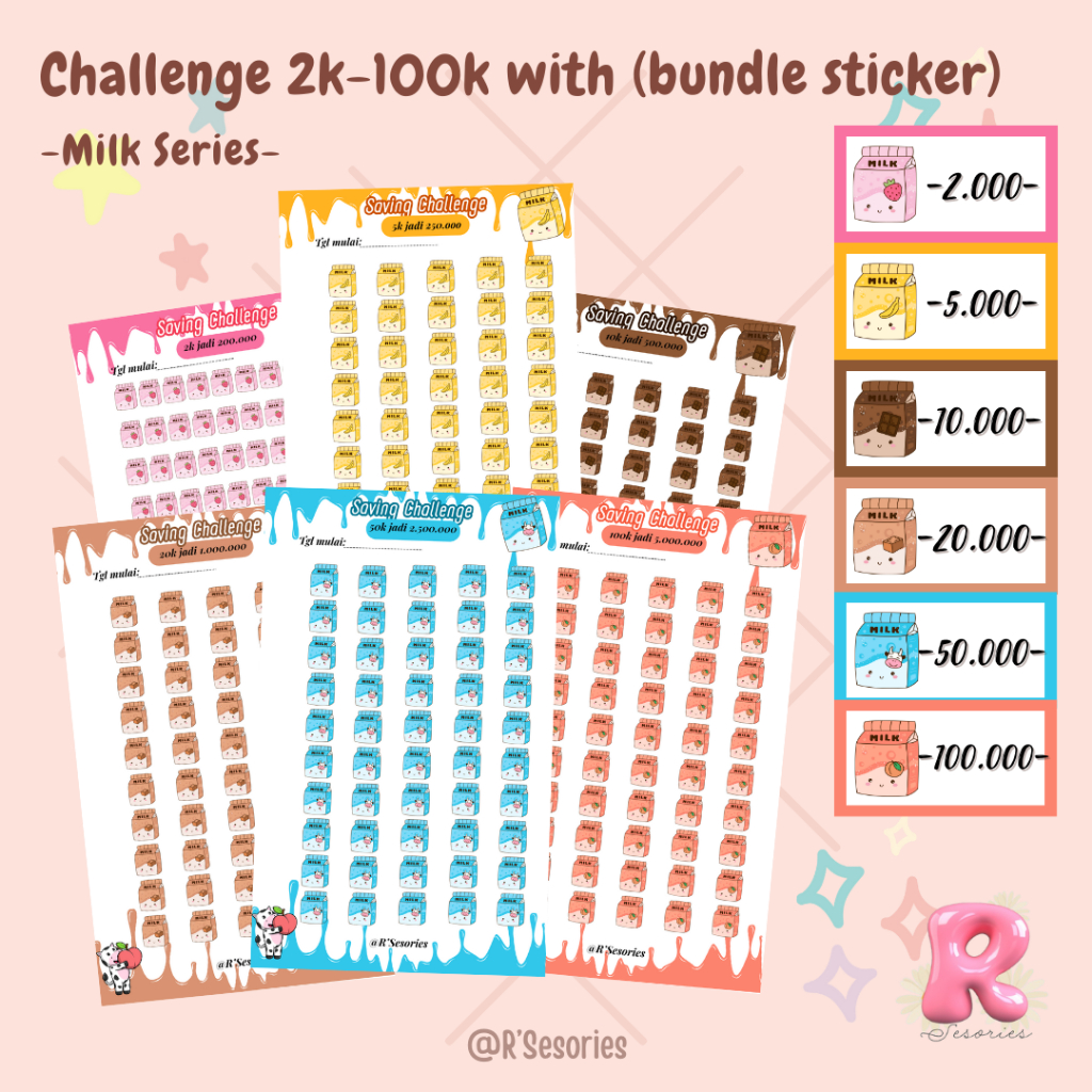 

R'Sesories PAKET isi binder A6 saving challenge tantangan menabung looseleaf