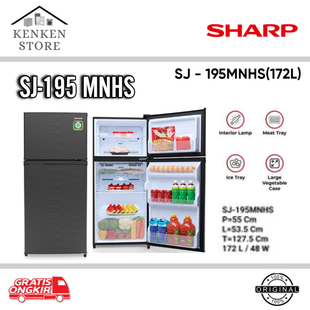 KULKAS SHARP 2 PINTU SJ-195MNHS KIREI SERIES