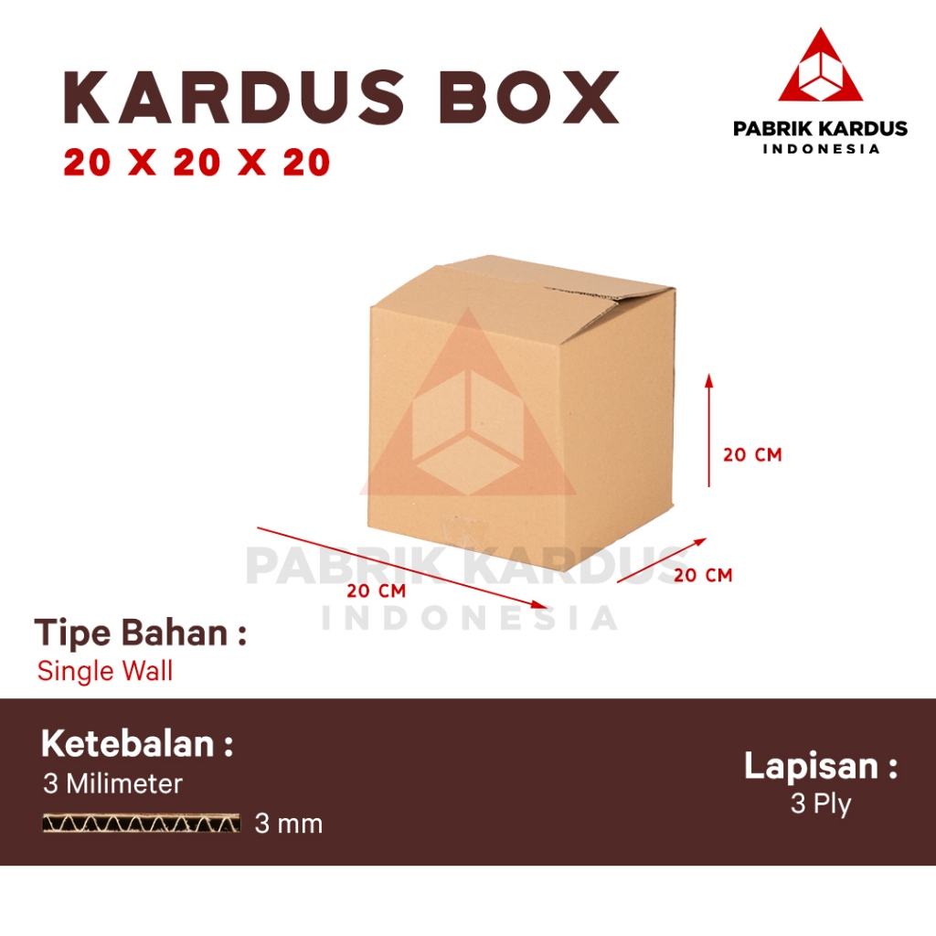 

Pabrik Kardus Box Packing Pindahan Karton Box 20cm x 20cm x 20cm Box Polos