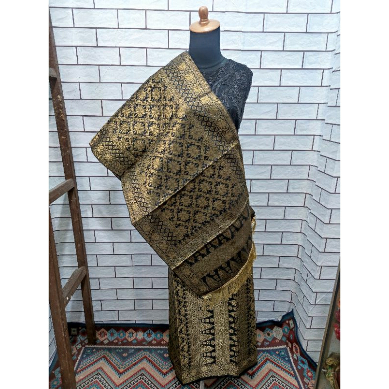 songket palembang hitam emas