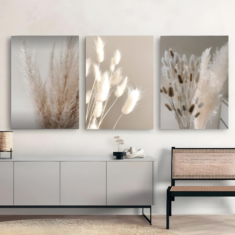 Hiasan Dinding Bunga Kering AestheticUkuran 47x31 Cm Dekorasi Dinding Ruang Tamu Ukuran Jumbo Pajang