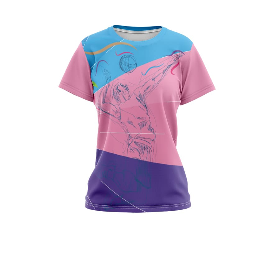 RiaShop - Baju Kaos Jersey Olahraga Volley Wanita Custom Printing Kaos Volley Ball Wanita Lengan Pen