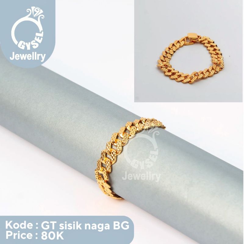 GT Sisik Naga BG - Gelang Titanium Sisik Naga Gold