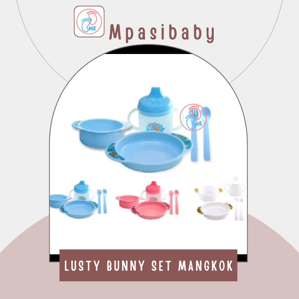 LB1363 Lusty Bunny Feeding Set mangkok botol minum spout sendok garpu