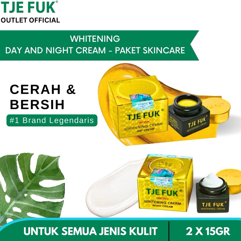 [PAKET] TJE FUK Whitening Day and Night Cream 15gr - Paket Skincare Krim Pagi dan Krim Malam