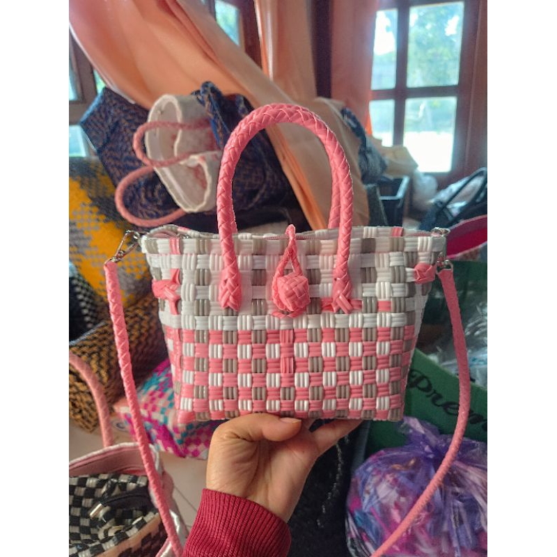 Tas Anyam Jali Mini Furing Resleting Include Tali panjang dan Asesoris