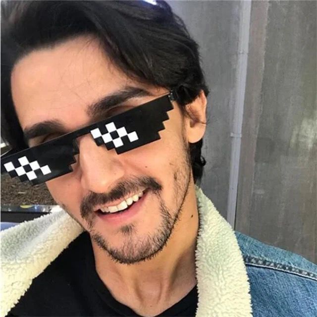 Kacamata Thug Life Mosaic 8bit Fashion Wanita Pria Hitam Kuning Biru Merah Pink Kacamata Gaya Fashio