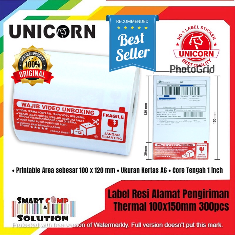 

1212 Terlaris Stiker Label Resi Alamat Market Place 1x15mm Direct Thermal Isi 3 TANPA RIBBON resi AWB A6