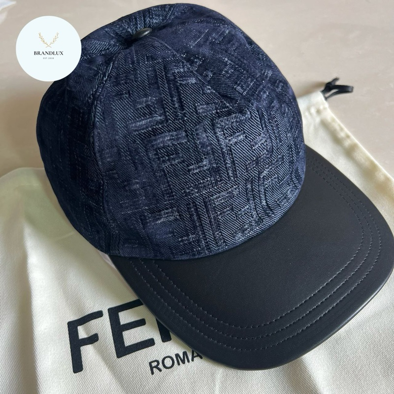 Fendi FF jacquard cap in denim blue