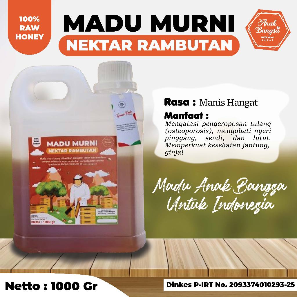 

Madu Asli Hutan Murni Nektar Rambutan 1 kg - Madu Anak Bangsa Grade A 100% Alami Raw Honey