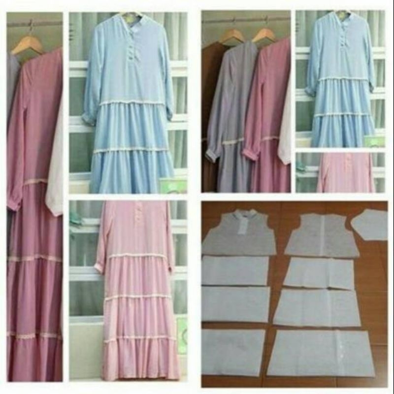 pola instan gamis susun dewasa desainer pola baju