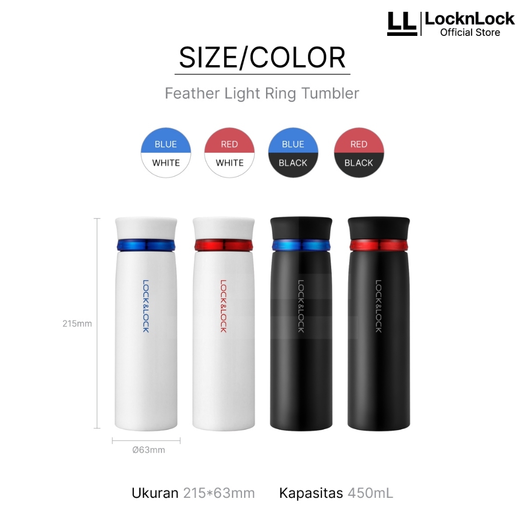 Lock&Lock Feather Ring Vacuum Tumbler 450ml Termos Air Minum Hot and Cool Lock and Lock Lock n Lock 