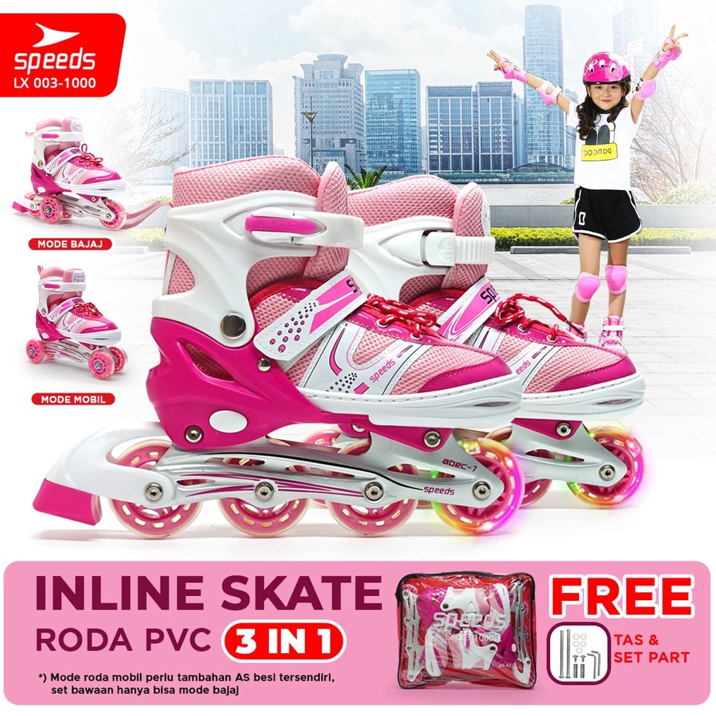 Ready Stok SPEEDS Sepatu Roda Dewasa Remaja Anak Inline Skate Roller Skate Lakilaki Perempuan Bajaj 