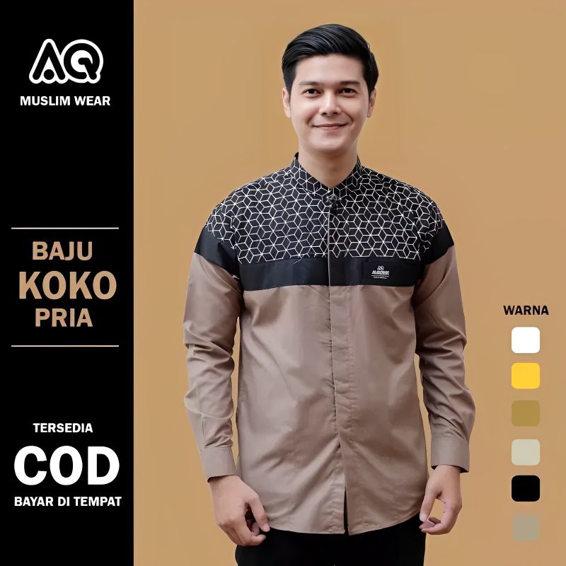 BEST SALE BAJU KOKO KURTA DEWASA LENGAN PANJANG MATERIAL CAATON ADEM BAJU KOKO HADROH AZAHIR MOTIF