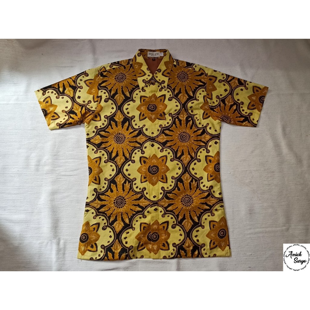 Kemeja Batik Pria Lengan Pendek Kuning KPA2