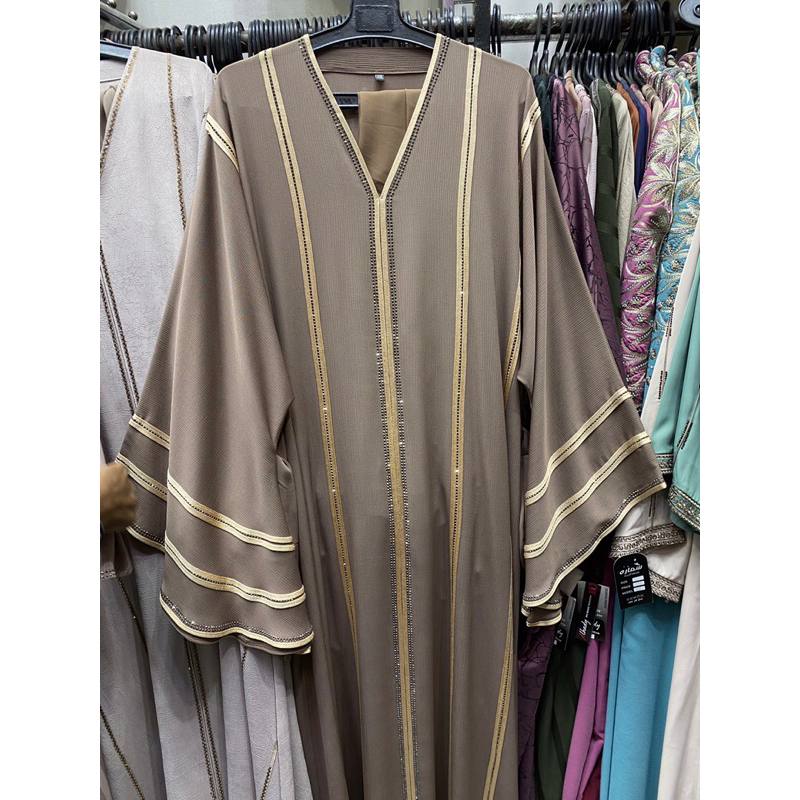 ABAYA COKLAT MEWAH COUPLE LEBARAN | ORIGINAL IMPOR MESIR ARAB | DRESS GAMIS MUSLIMAH