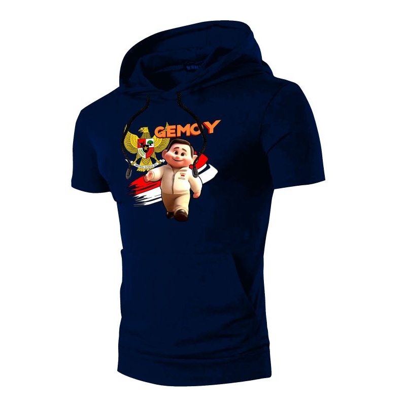 sweater hoodie kaos kupluk pria gemoy lengan pendek