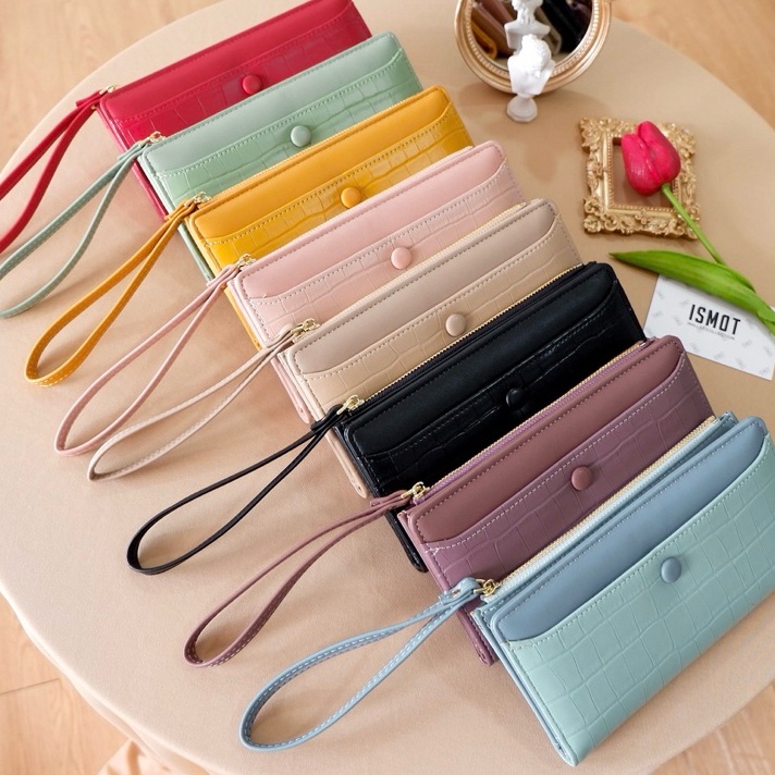 Best Seller ISMOT Markle  Dompet Wanita Fashion Import  Wallet Croco Premium Panjang Lipat Kancing