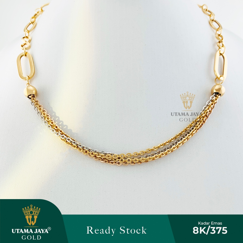 Kalung rantai multilayer variasi + mainan bulat 375 /8k