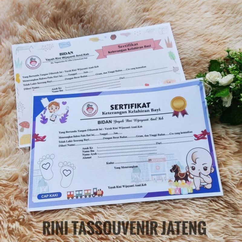

Kartu Ketrangan Lahir Bidan Kartu Bayi Bahan Linen Berserat Bagus