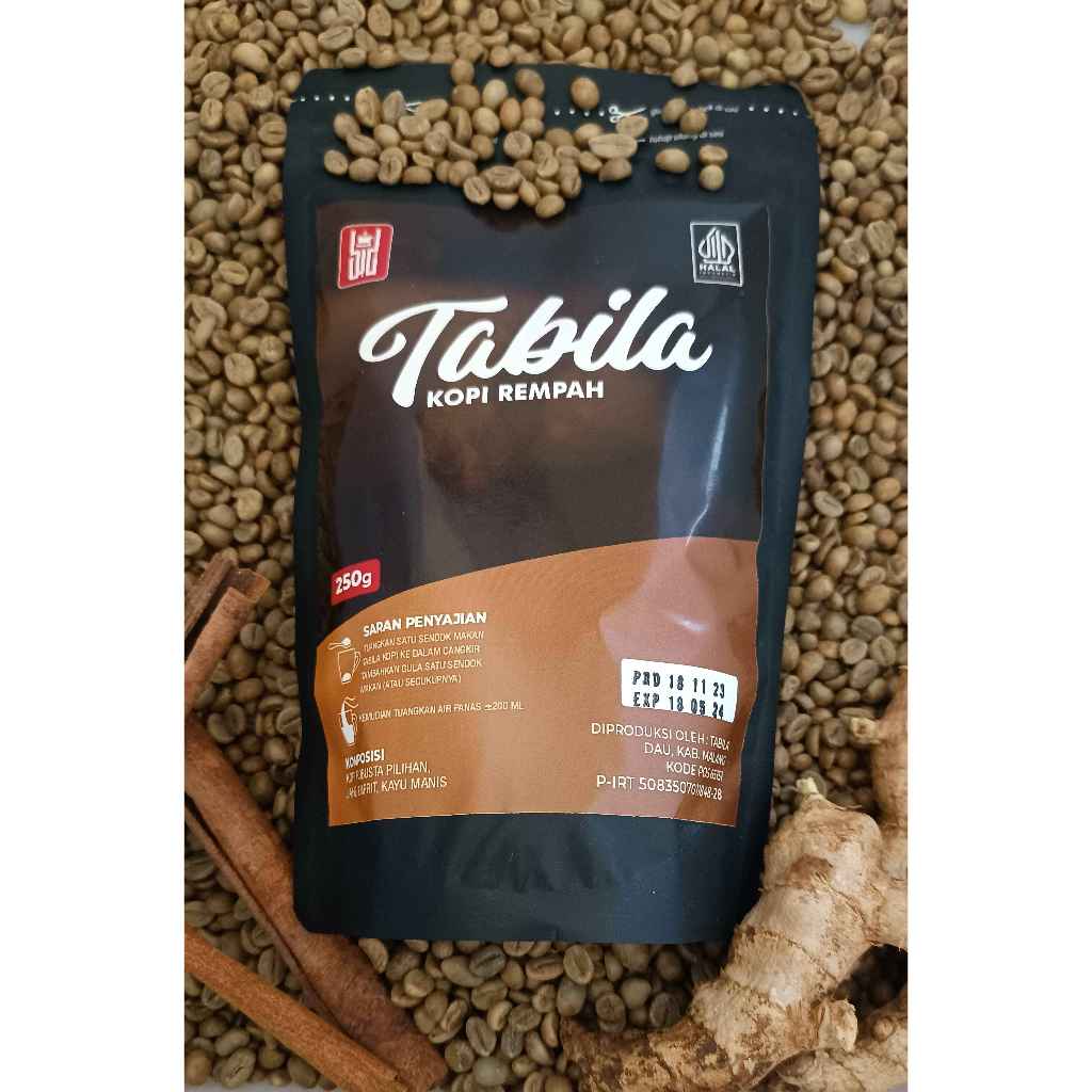 

Kopi Rempah Tabila (biji robusta pilihan, jahe emprit, kayu manis) (250 gram)