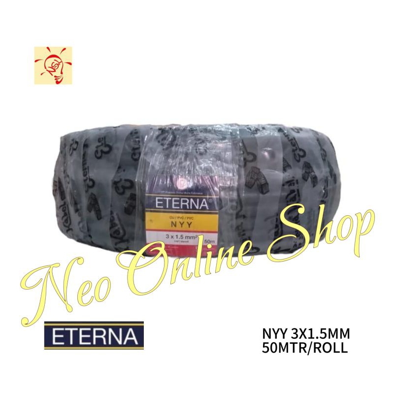Kabel Eterna NYY 3X1.5 3X1,5 mm Rol 50 Meter