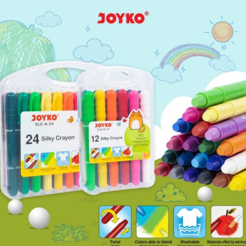 

Crayon silky Joyko SLC-A-12 warna, 24 warna / Silky Crayon 12 warna, 24 warna / Krayon halus Joyko